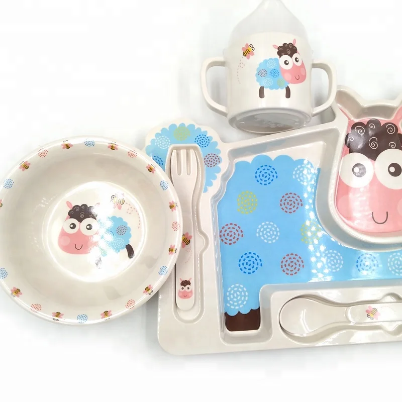 Most popular children tableware bamboo melamine kitchenware wholesale melamine dinner set in the packs