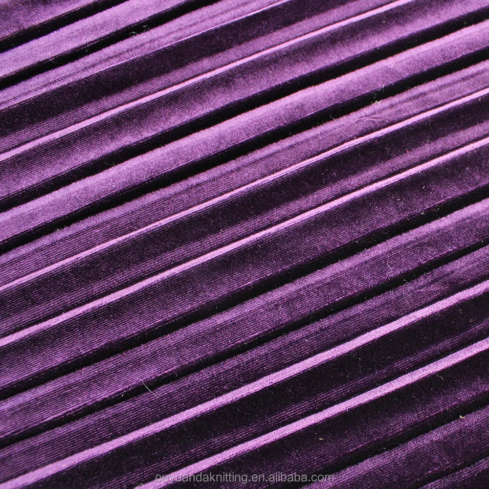 Warp Knit Spandex / Polyester Purple Dress / Skirt Fabric Crinkle Pleated Korea Velvet Fabric