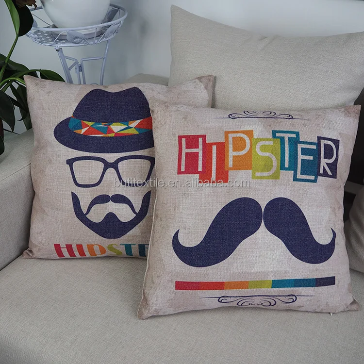 Пользовательские большие размеры, декоративные подушки для уличного стула, квадратные 18*18 наволочки для подушек с принтом усов