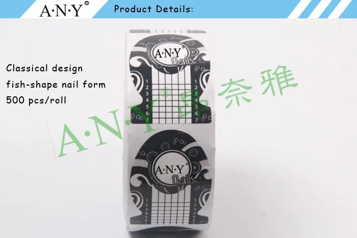ANY Crystal Beauty Nails Design 500PCS per Roll Paper Nail Form Fish Shape