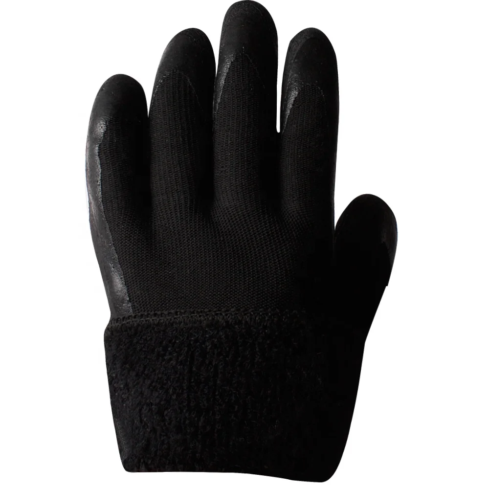 15G Nylon Shell Black Xxl Coated Palm Warm Waterproof Work Latex Gloves Imported Latex Gloves Nitrile