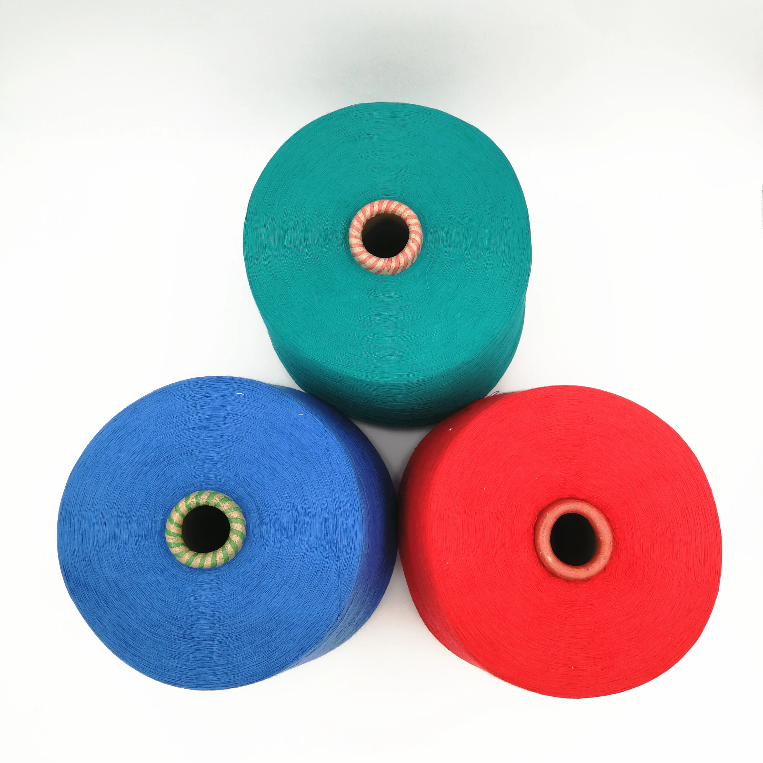 
Chinese supplier color 100% polyester spun dope dyed yarn recycle virgin for knitting weaving sewing with factory price 