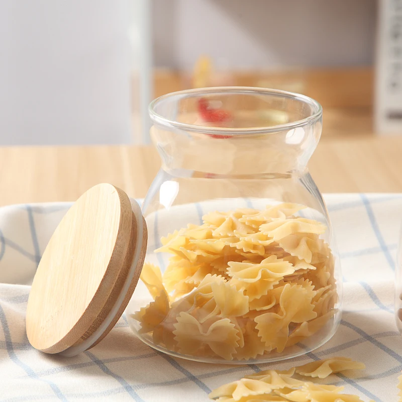 2019 home goods high quality silicone storage jar seals glass jar wooden lid