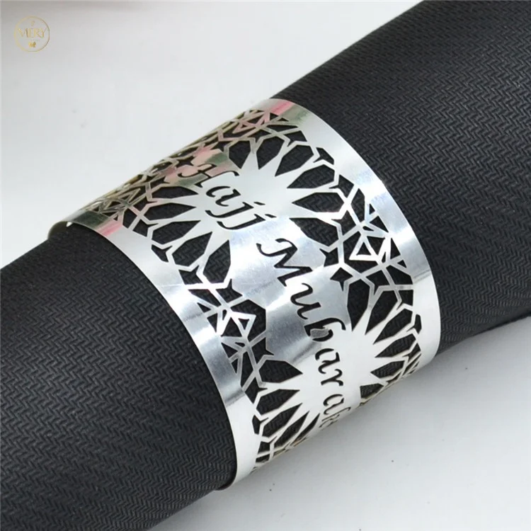 Ramadan eid muslim decoration laser cut hajj mubarak custom paper napkin ring