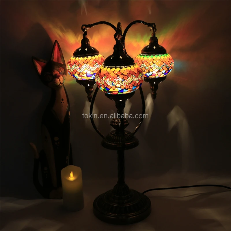 Tokin-lighting (TP3M02) Handmade Mosaic Art Turkish LED table Lamps