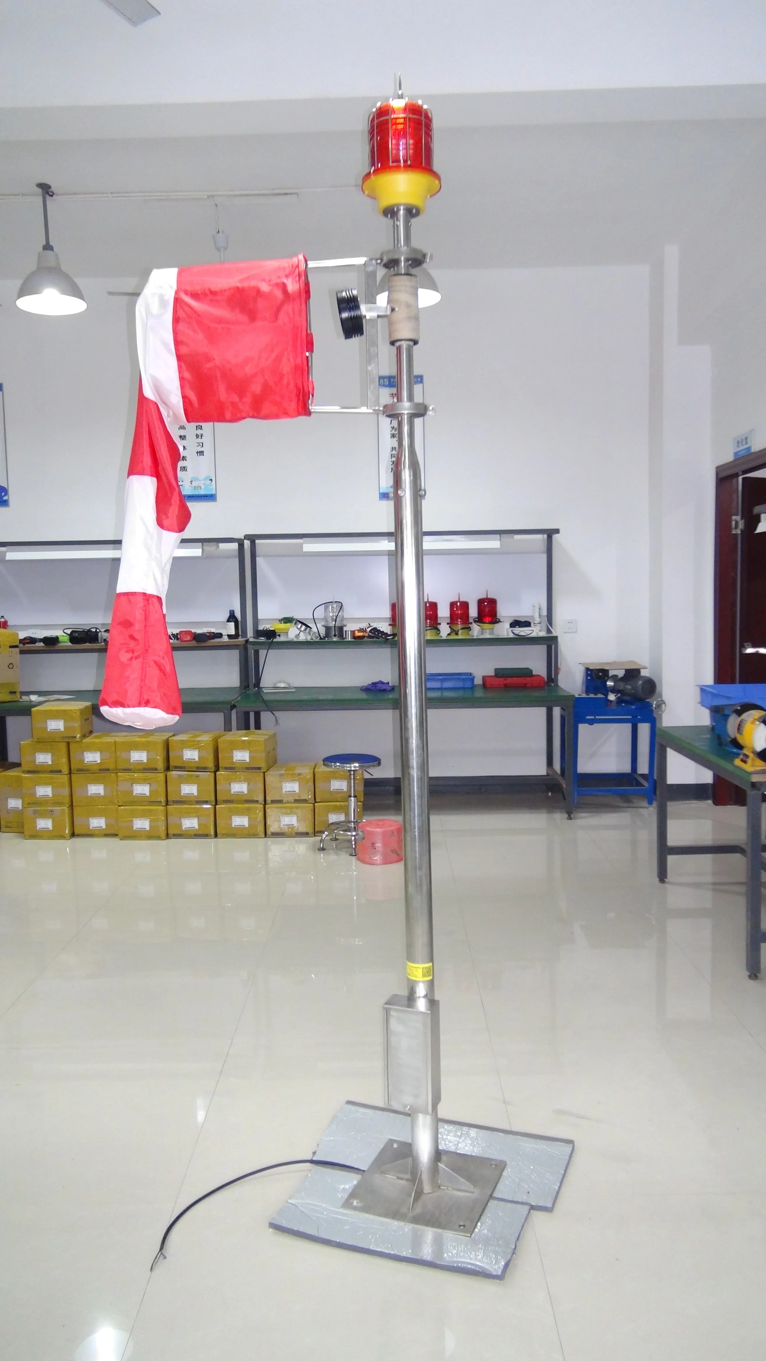 ICAO 12-feet Heliport Wind direction indicator lighted windsock Helipad Airport Wind sock with Obstruction light