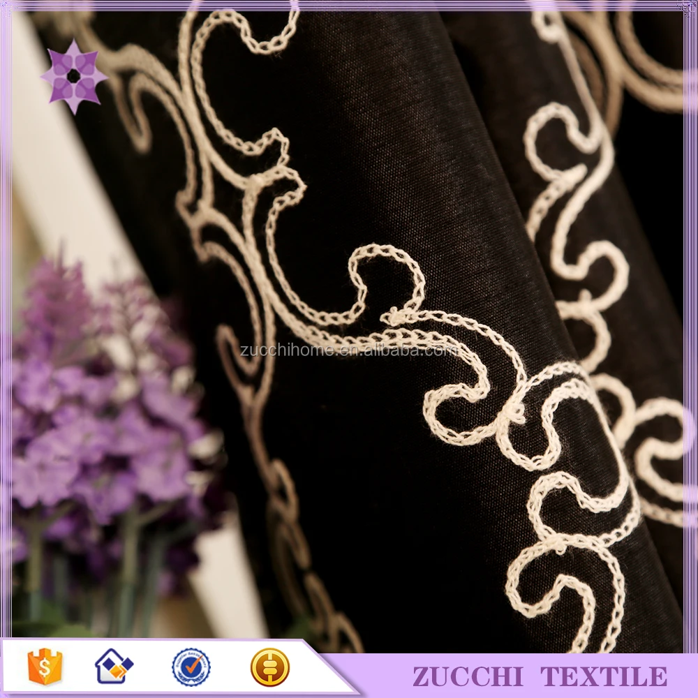 Faux Silk Curtain American Style Cheap Embroidered Living Room Hotel Cafe Accept Customized Curtain Size 100% Polyester Window