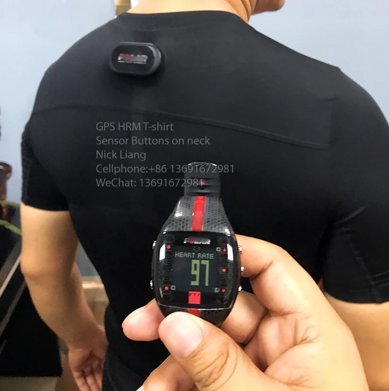 Customized OEM high quality Smart Sports heart rate monitor T-Shirt (HRM sensor not included, buttons on the neck)