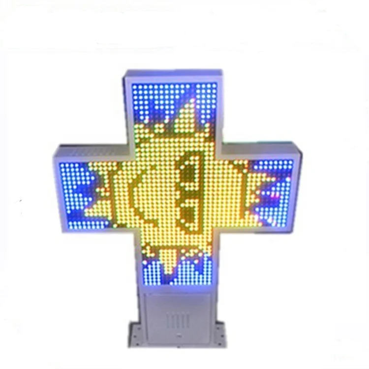 Green and Blue Bicolor LED Pharmacy Cross