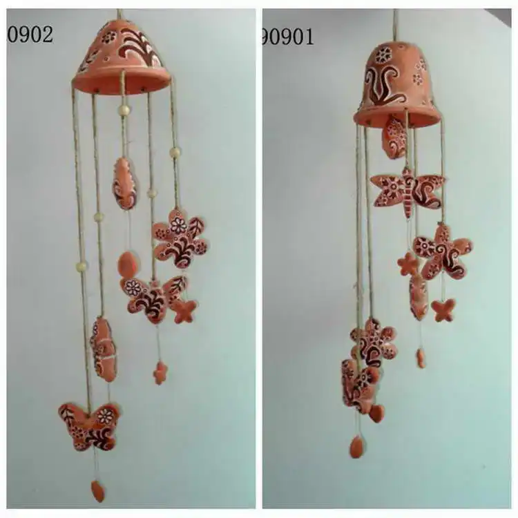 Big discount wholesale wind-bell wind chime japanese Colorful fish shape garden decor ceramic wind chime