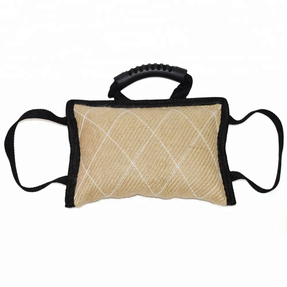 
3 handle jute bite tug strong dog training bite pillow 