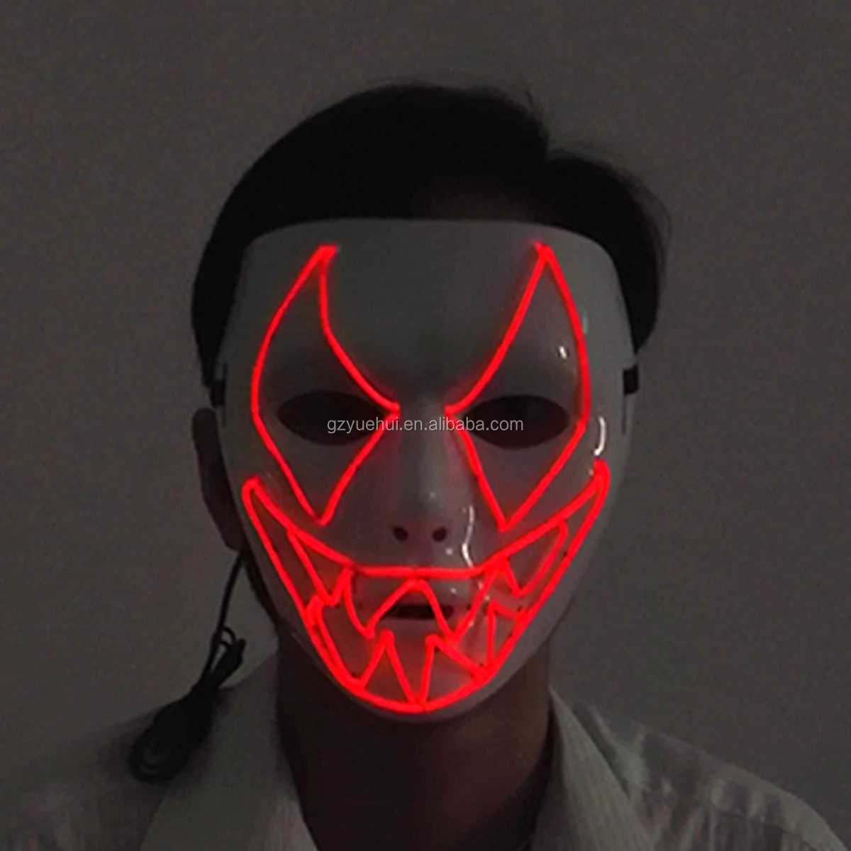 NEW Design DC-3V EL wire Jagged smile Mask Carnival terror Mask glowing Festival LED Glowing Party Halloween Flash Mask Supplies