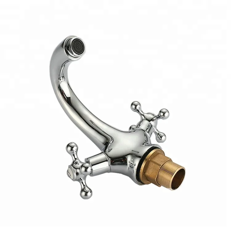 
Copper Body Two Handles Cold Hot Water Bathroom Basin Faucet 
