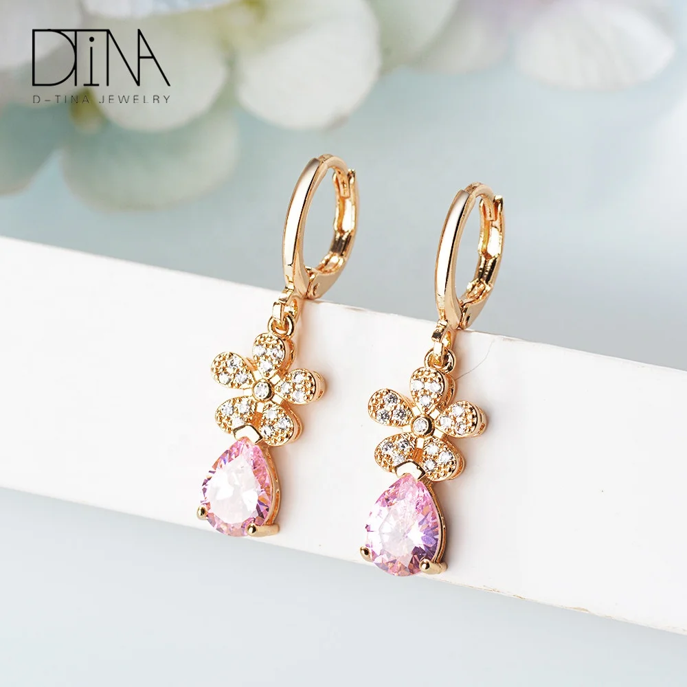 DTINA Fashion 14k Gold Filled Stone Drop Earrings for Ladies and Women