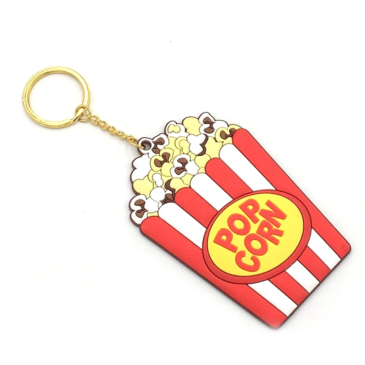 Customized popcorn pvc personalized one piece keychain