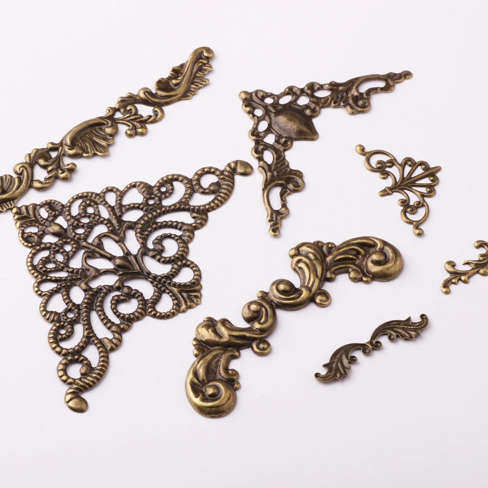 Винтажные филигранные треугольные соединители, металлические филигранные для украшения, античная бронза, филигранные ювелирные изделия, железная латунь