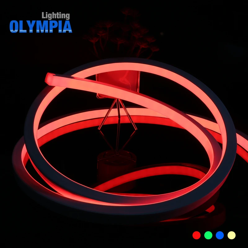 custom flex waterproof outdoor led rgb strip Milky White pvc/silicone material Jacket 16.5*16.5mm RGB LED neon flex tube light