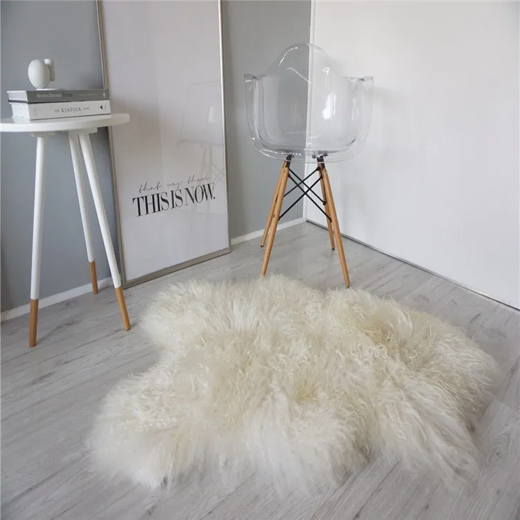 China factory pure white fleece wool blanket mongolian tibetan sheepskin lambskin plates