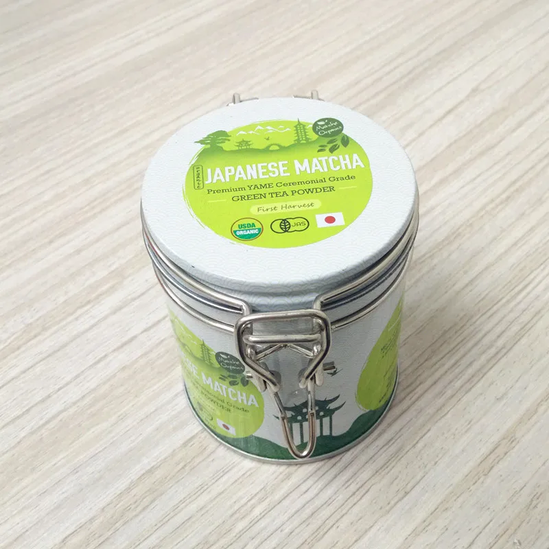 Custom Printing  Airtight Air Proof Round  Black Tea Matcha Packaging Metal Box Tin Container