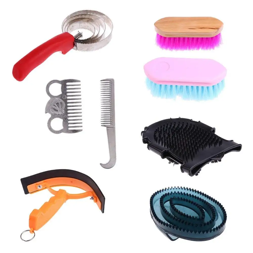Wholesale Horse Grooming Cleaning Brushes Mitts Set with Bag