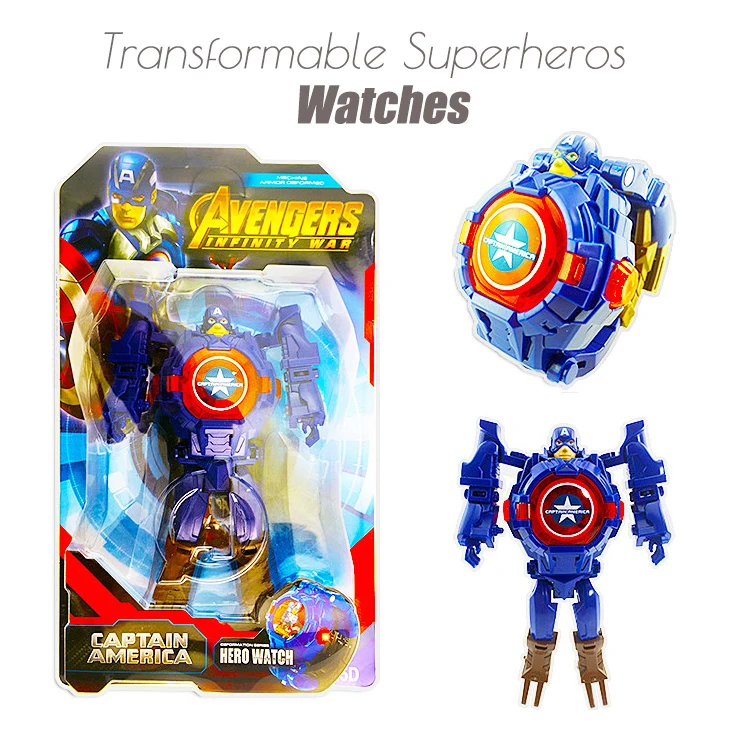 Best Cool Gift superheros transformable robot digital children toy watch for boys party favors