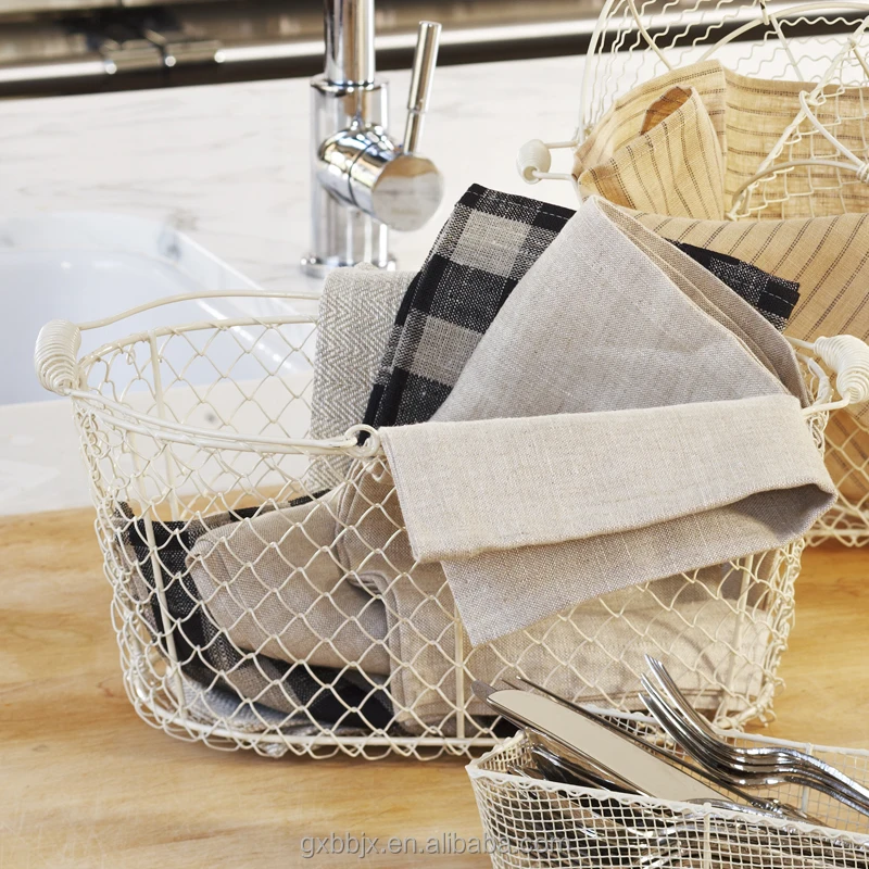 Wholesales Household Storage Type Oval Black Or White Woven Mesh Basket with Swing Handle