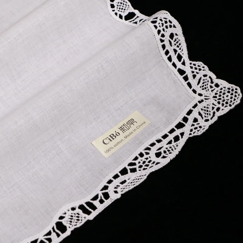 
A012: White premium cotton lace handkerchief blank crochet hankies for women/ladies wedding handkerchief 