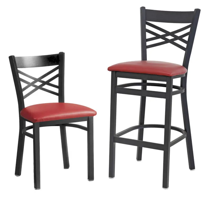 dining metal iron frame leather seat bar restaurant  chair