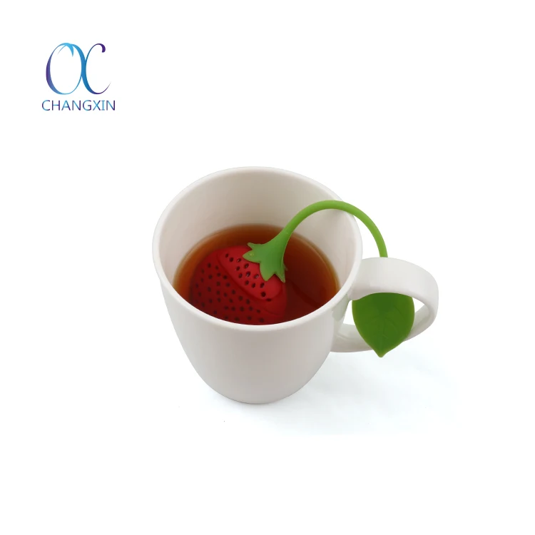 Hot Sale FAD LFGB Standard Strawberry Silicone Tea Steeper Strainer