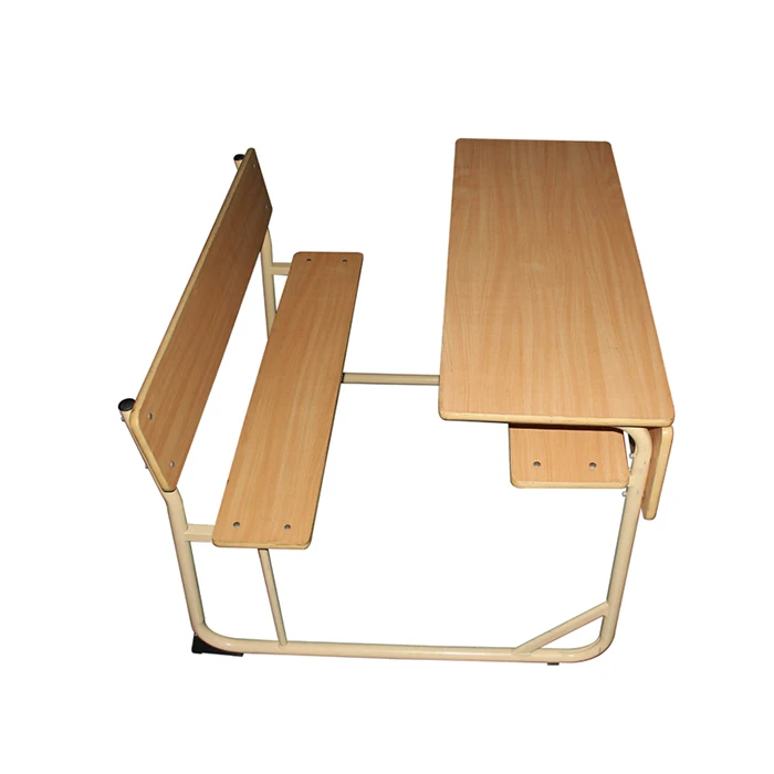 Manufacture wood and metal double school furniture,school table and chairs set