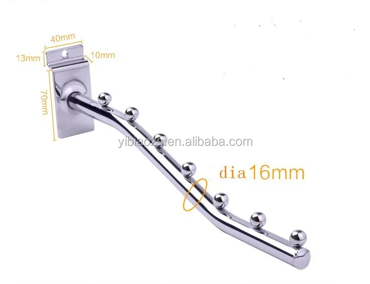 Chrome Plating MDF slatwall shop hook supermarket balls hook store hanger 5balls for display various size stock hook