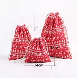 Wholesale eco-friendly small cotton canvas drawstring bag christmas gift bags santa bags