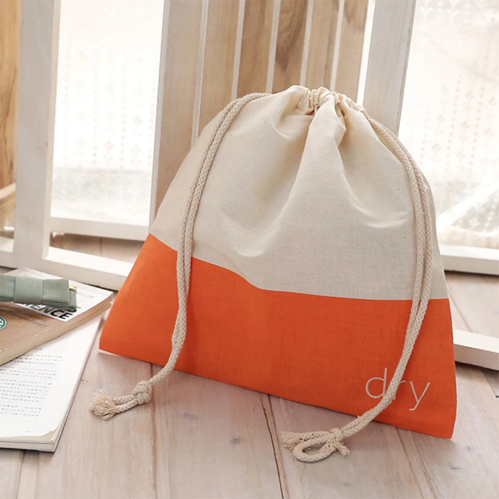 Wholesale Reusable Custom Design Dry Cotton Tote Gym Drawstring Bag for Clothes with Logo