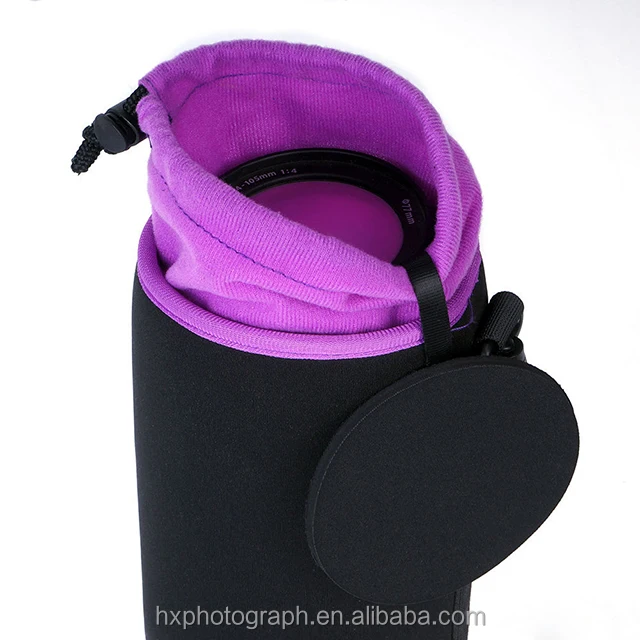 Wholesale Waterproof Drawstring Printed Logo Waterproof Neoprene DSLR Camera Lens Pouch