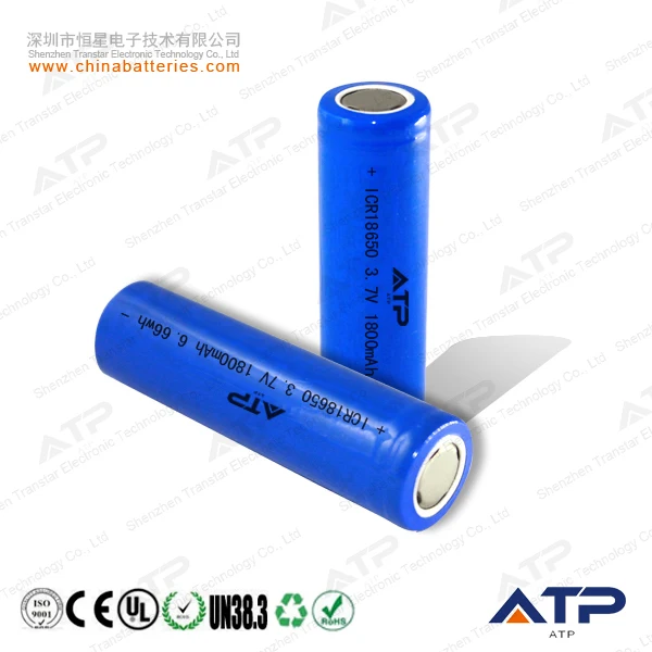 Shenzhen 18560 Battery / 1800 mAh 3.7V Clock Batteries / Li-ion Battery 18650