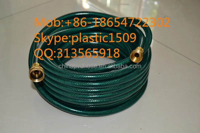 Green Color PVC Garden Hose Pipe With Brass Fittings