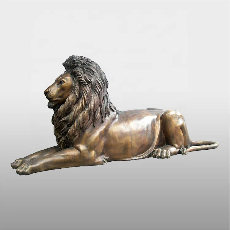 Outdoor decoration custom life size lion antique bronze statues