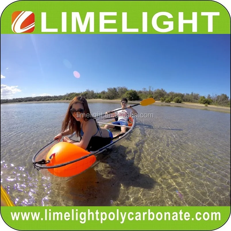 LIMELIGHT double seats and paddles clear bottom kayak polycarbonate canoe for sale