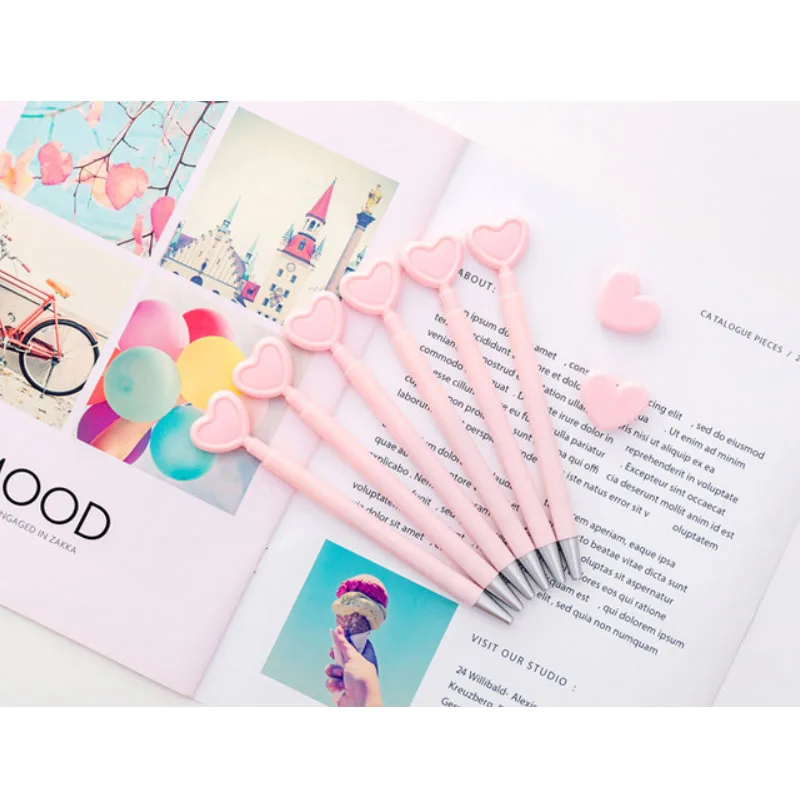 
2020 Customize Logo Novel Pink Gel Pen Girl Kawaii Heart Gel Pen 