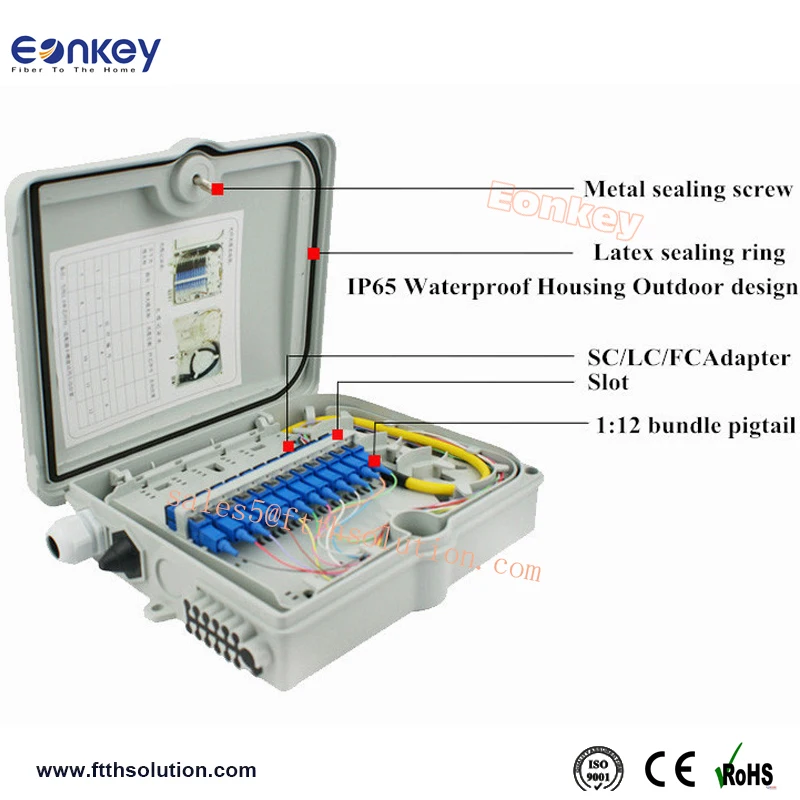
Eonkey PCB FTTH 12 ports FDB Outdoor distribution box with 8 port poe switch 