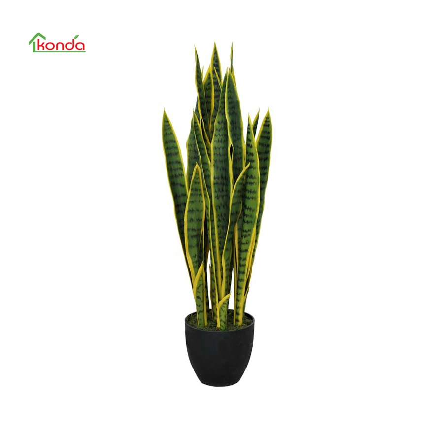 Faux plant Faux Snake Artificial Sansevieria Trifasciata Prain Yellow Green Decorative Plastic Plant