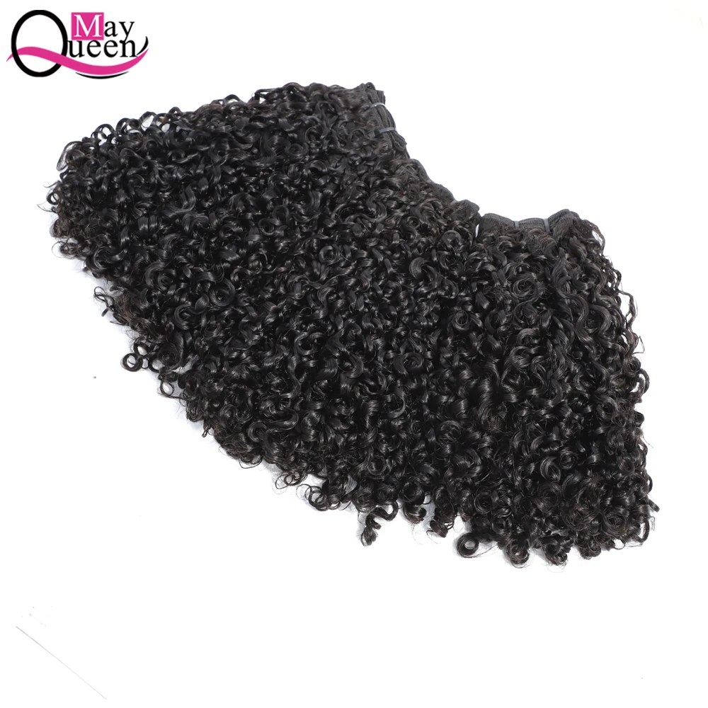 Bouncy Curly Funmi Hair Bundles Remy Human Hair Pixie Cut Hair Peruvian 3 Bundles Natural Black Color May Queen 8-22inch