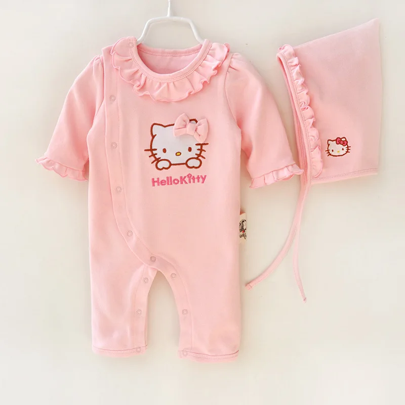 little girl rompers pink cute cat buy cheap baby romper + hat clothes online