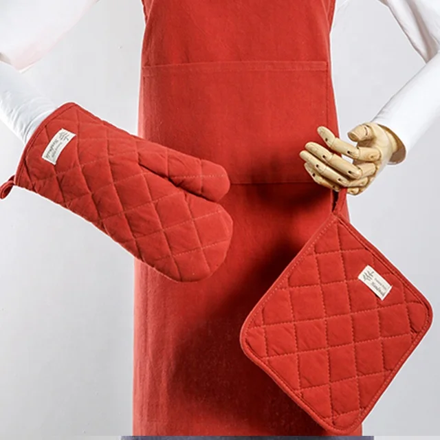 Custom Cow Heat Resist Kitchen Cute Pink Double Oven Mitt