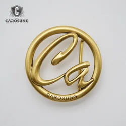 Carosung под заказ с буквенным логотипом, античные Твердые Латунные Пряжки, частные этикетки, круглые женские пряжки для ремня, 38 мм
