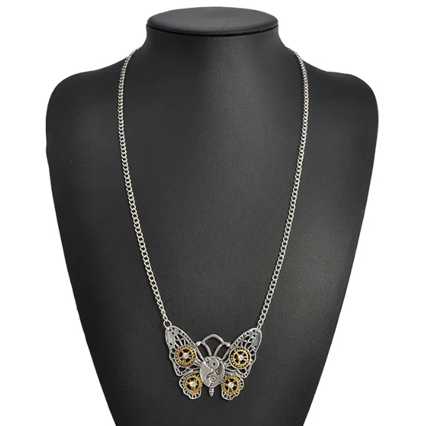 Steam Punk Heart Shaped Mechanical Gear Necklace Retro Insect Owl Clavicle Necklace