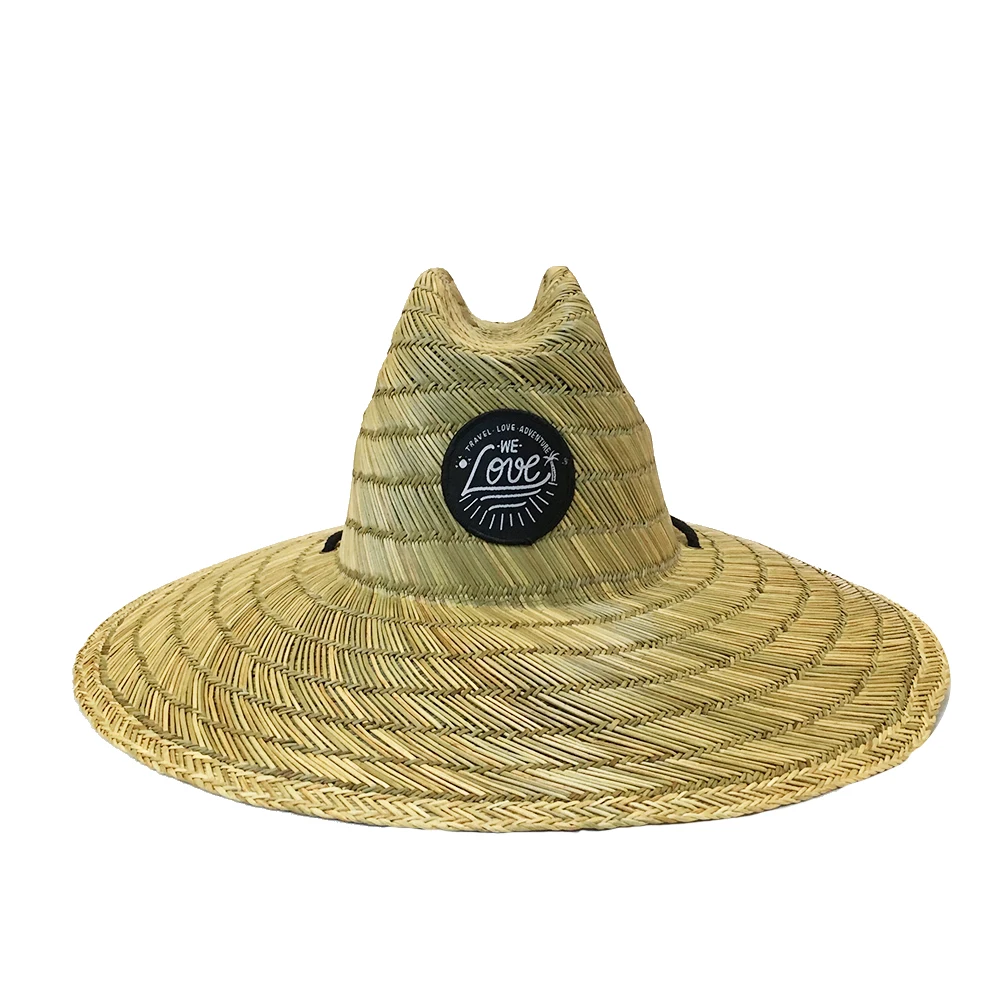 Goldenway unisex summer raffia fishing straw hats life guard uv sun visor straw beach hat for women