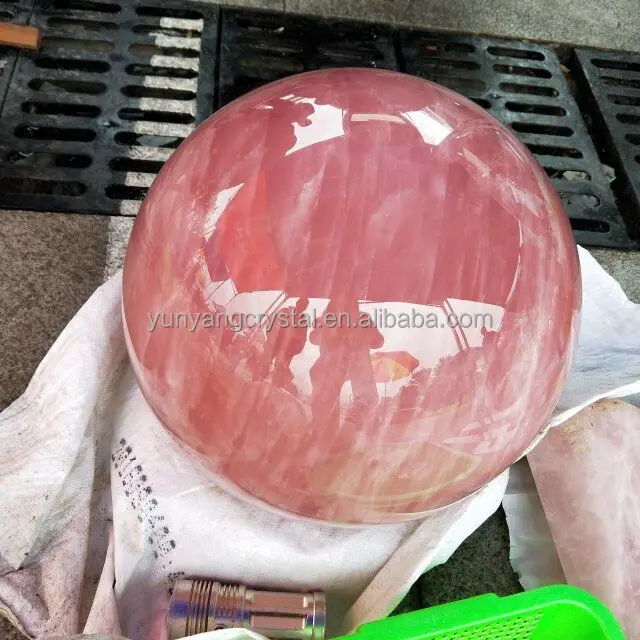 natural large size rock polished star flash rose quartz crystal sphere/ball