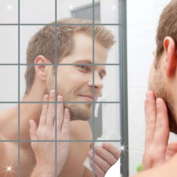 Square Mirror Tile Wall Stickers 3D Decal Mosaic Home Living Room