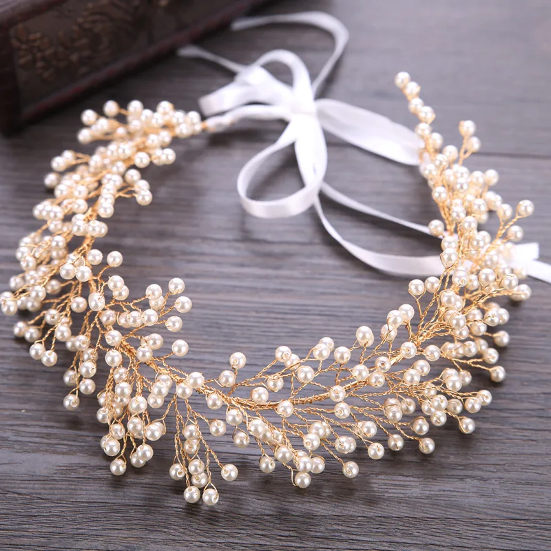 HSS6103 pear gold color hair accessories women bridal jewelry bridal hair headband